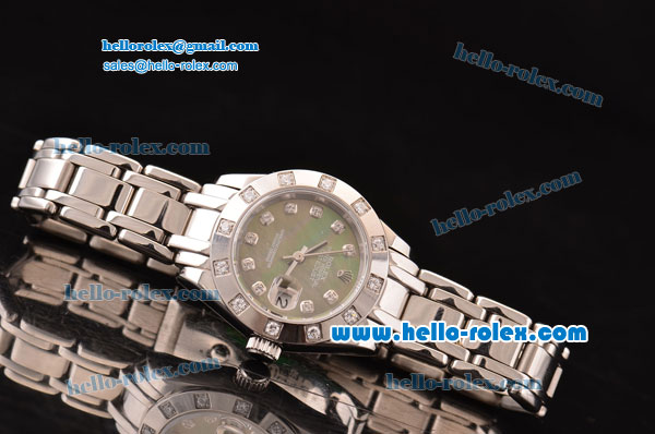 Rolex Datejust Lady Pearlmaster 2813 Automatic Steel Case with Diamond Markers Grey Mop Dial and Stainless Steel Strap ETA Coating - Click Image to Close